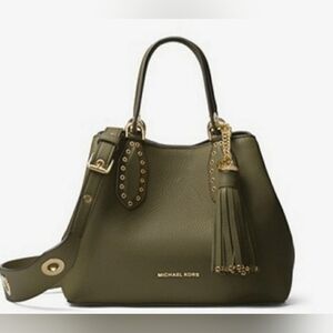 Michael Kors Green Leather Medium Brooklyn Shoulder Bag